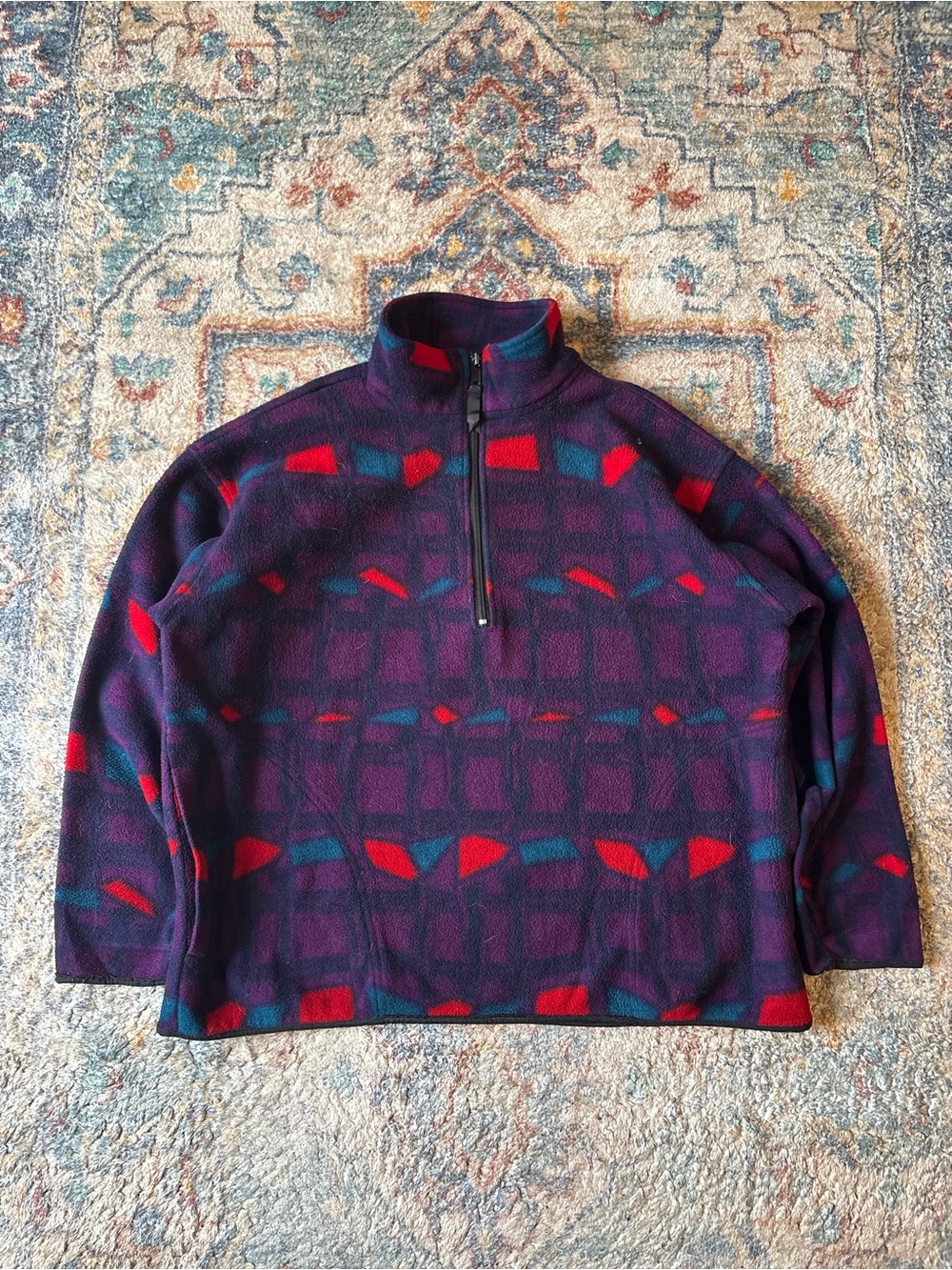 Vintage Roughdress Aztec 1/3 Zip-up Fleece Large